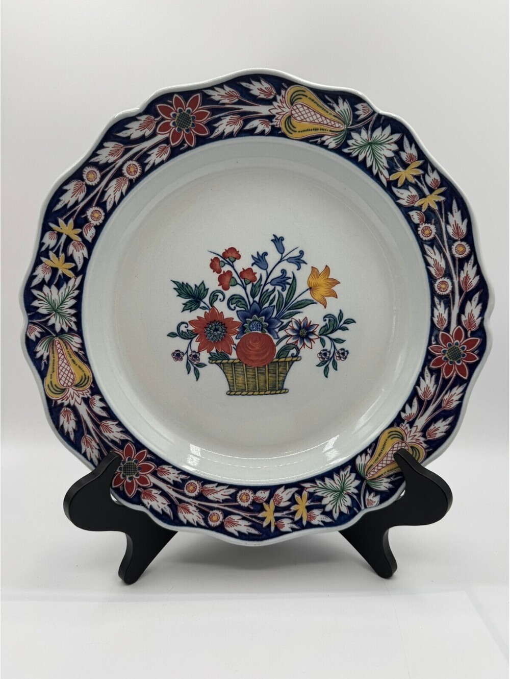 Wedgwood Poterat England 11.5" Chop Plate Floral Basket Imari Border Vintage 20s